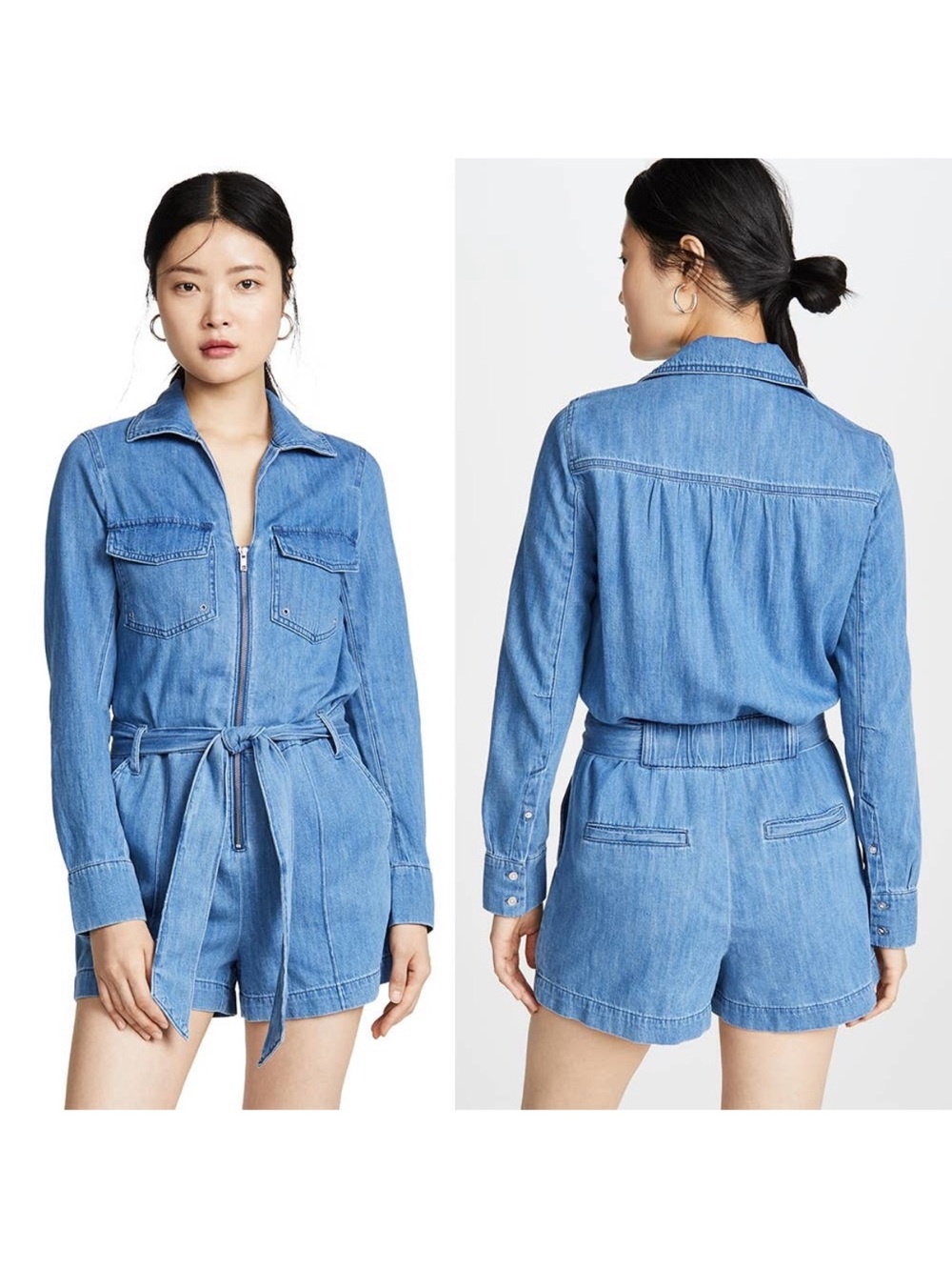 Veronica Beard Keenan Utility Chambray Romper